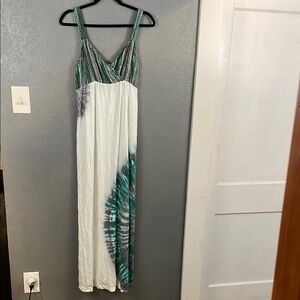Boho Green and White Maxi Dress